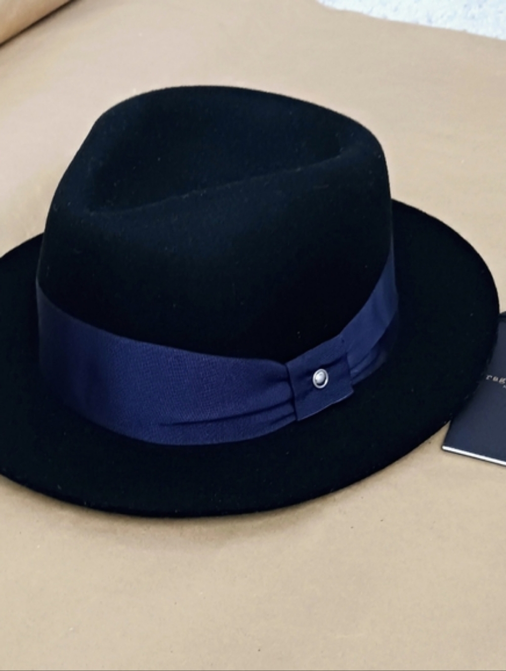 NWT Rag & Bone Drape Band Wool Trilby Hat size Small Navy Blue